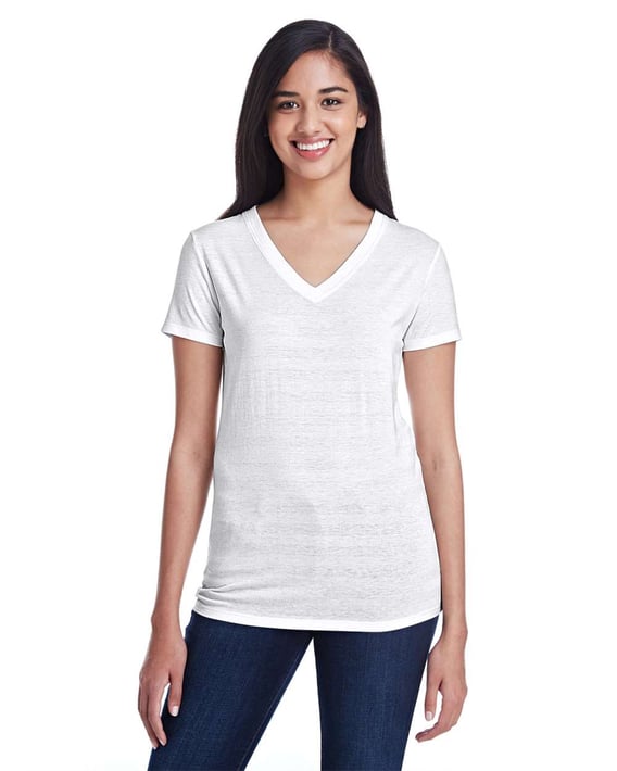 Front view of Women’s Invisible Stripe V-Neck T-Shirt