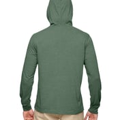 Back view of Unisex Eco Blend Long-Sleeve Pullover Hooded T-Shirt