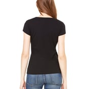 Back view of Ladies’ Sheer Mini Rib Short-Sleeve T-Shirt