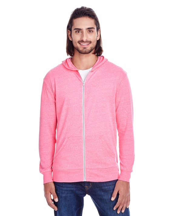 Front view of Unisex Triblend Full-Zip Light Hoodie