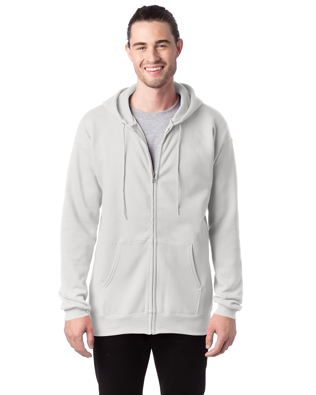 Front view of Adult 9.7 Oz. Ultimate Cotton® 90/10 Full-Zip Hooded Sweatshirt