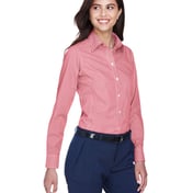 Side view of Women’s Crown Collection® Gingham Check Woven Dress Shirt