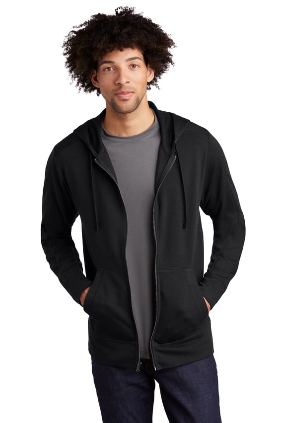 Front view of PosiCharge ® Tri-Blend Wicking Fleece Full-Zip Hooded Jacket