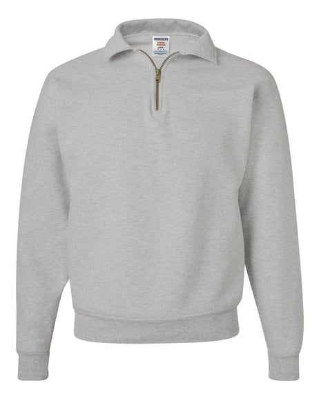 Front view of Super Sweats NuBlend® Quarter-Zip Cadet Collar Sweatshirt