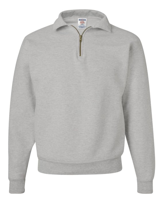 Front view of Super Sweats NuBlend® Quarter-Zip Cadet Collar Sweatshirt