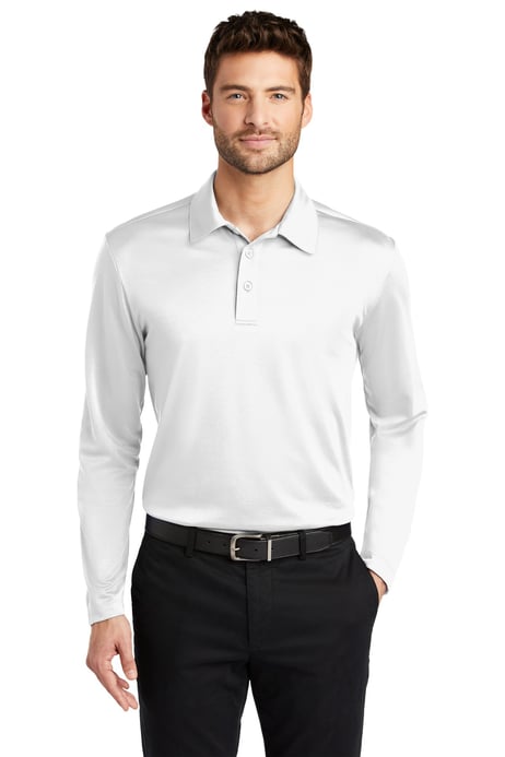 Front view of Silk Touch Performance Long Sleeve Polo