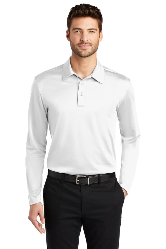 Front view of Silk Touch Performance Long Sleeve Polo