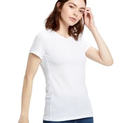 Front view of Ladies’ 5.8 Oz. Short-Sleeve Recover Yarn Crewneck