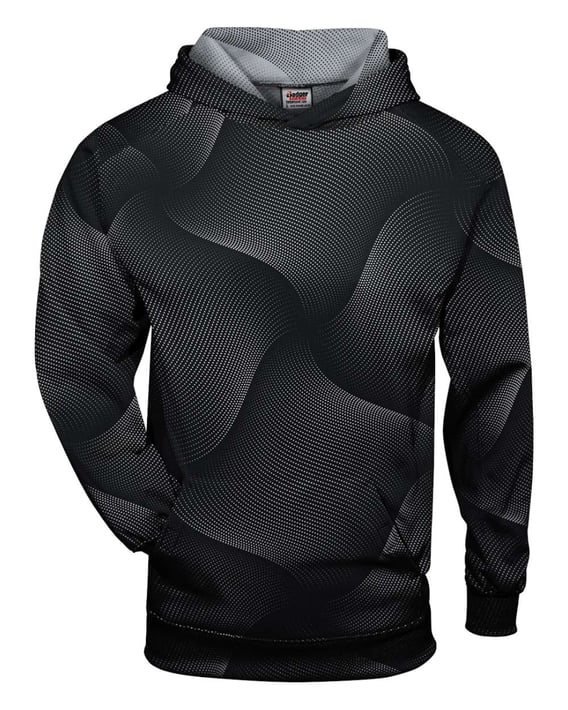 Front view of Youth Warp Hooded Long Sleeve T-Shirt