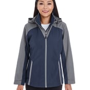 Front view of Ladies’ Embark Interactive Colorblock Shell With Reflective Printed Panels