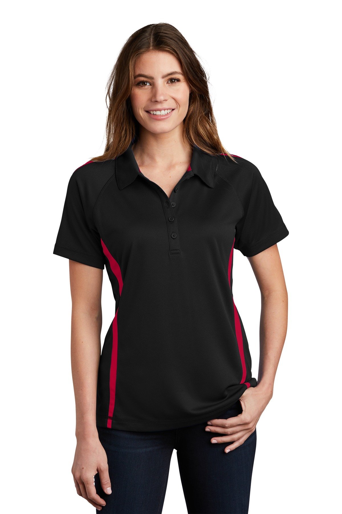 Front view of Women’s PosiCharge® Micro-Mesh Colorblock Polo