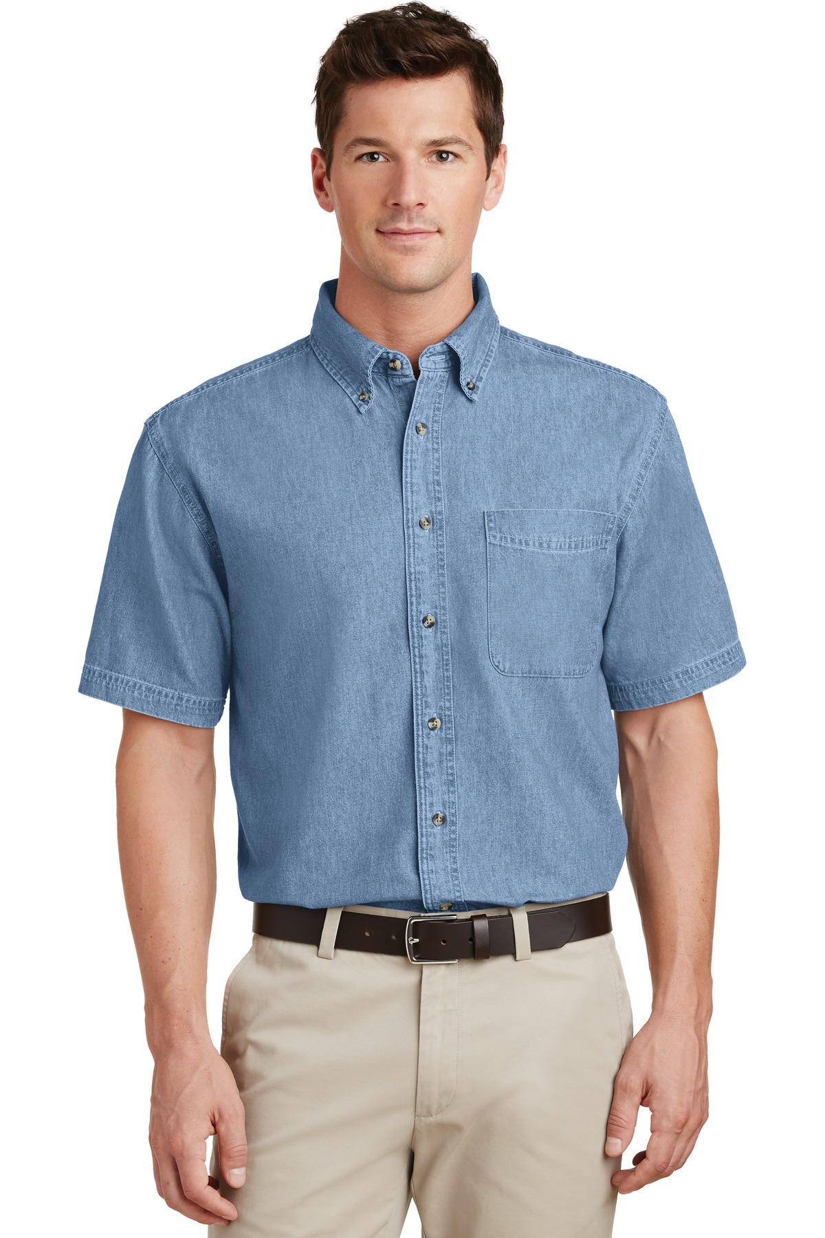 Front view of Short Sleeve Value Denim Shirt