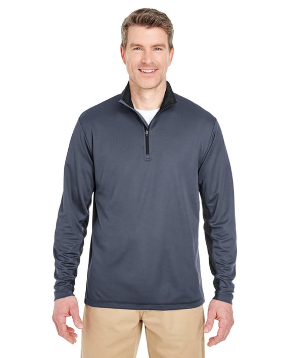 Front view of Adult Two-Tone Keyhole Mesh Quarter-Zip Pullover