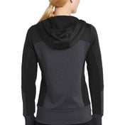 Back view of Ladies Tech Fleece Colorblock Full-Zip Hooded Jacket
