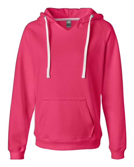 Front view of Women's Sueded V-Neck Hooded Sweatshirt