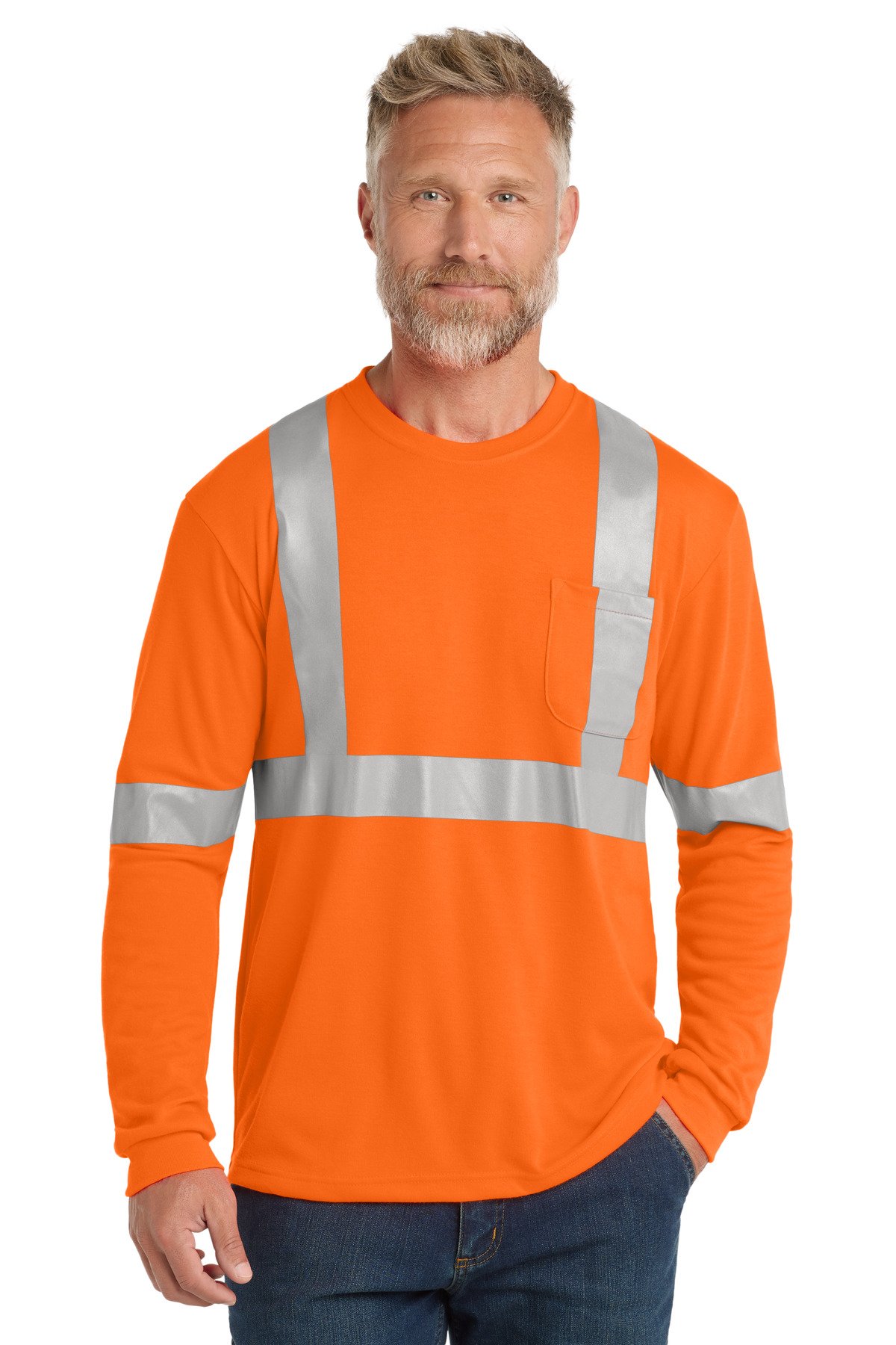 Front view of ANSI 107 Class 2 Long Sleeve Safety T-Shirt