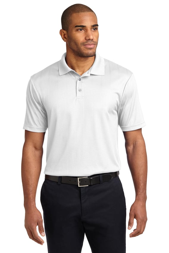 Front view of Performance Fine Jacquard Polo
