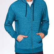 Front view of Adult Pacifica Denim Fleece Full-Zip Hooded Sweatshirt