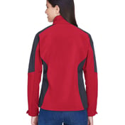 Back view of Ladies’ Compass Colorblock Three-Layer Fleece Bonded Soft Shell Jacket