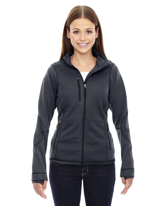 Front view of Ladies’ Pulse Textured Bonded Fleece Jacket With Print
