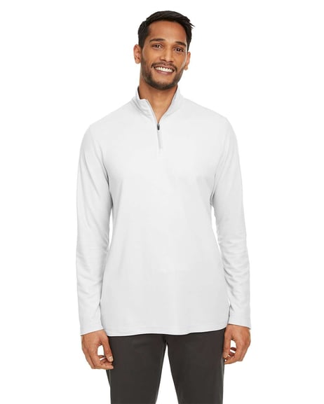 Front view of Fusion ChromaSoft™ Pique Quarter-Zip Pullover