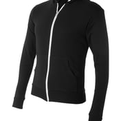Side view of Triblend Lightweight Full-Zip Hooded Long Sleeve Tee