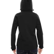 Back view of Ladies’ Axis Soft Shell Jacket With Print Graphic Accents