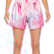 Front view of Ladies’ Tournament Sublimated Pink Swirl Short