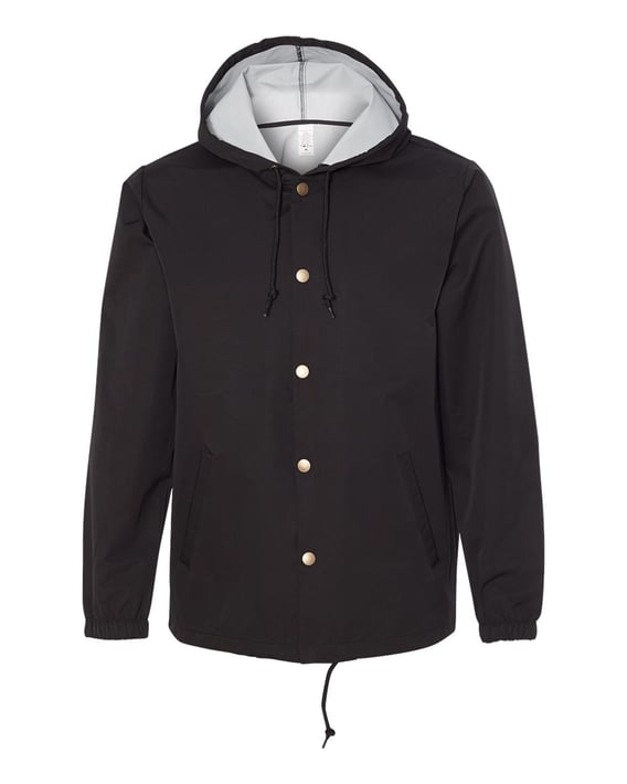 Front view of Water-Resistant Hooded Windbreaker