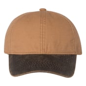 Front view of Weathered Canvas Crown With Contrast-Color Visor Cap