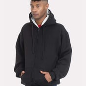 Front view of USA-Made Super Heavy Thermal Lined Full-Zip Hooded Sweatshirt