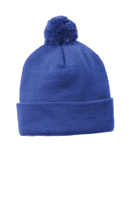 Front view of Solid Pom Pom Beanie