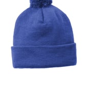Front view of Solid Pom Pom Beanie