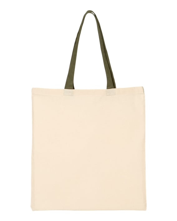 Front view of Economical Tote With Contrast-Color Handles