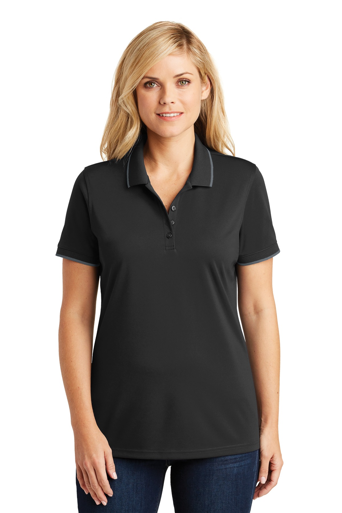 Front view of Women’s Dry Zone&reg; UV Micro-Mesh Tipped Polo