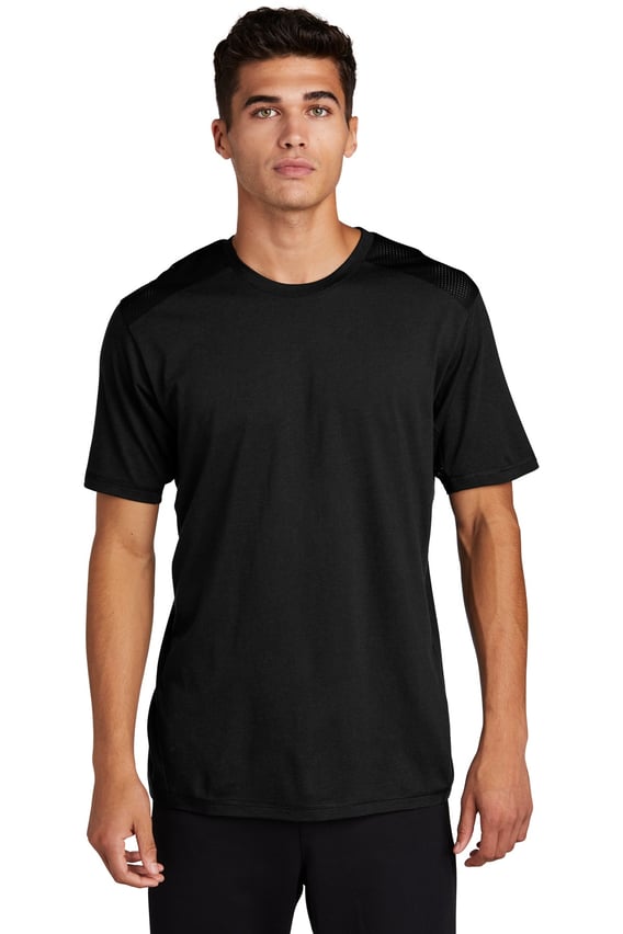 Front view of PosiCharge ® Tri-Blend Wicking Draft Tee