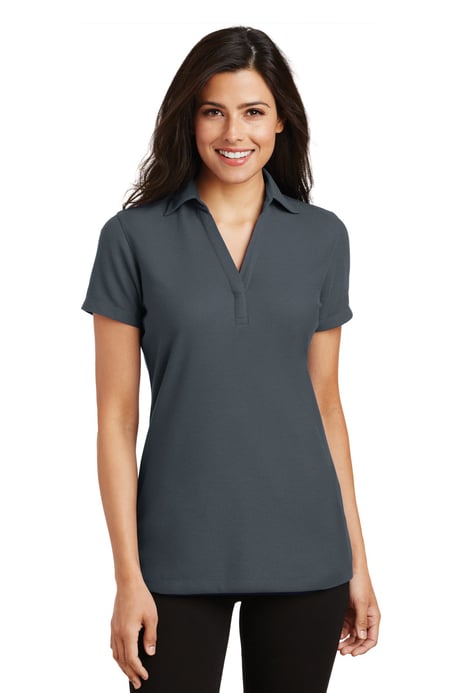Front view of Ladies Silk Touch&trade; Y-Neck Polo
