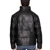 Back view of Vegan Leather Puffer Jacket
