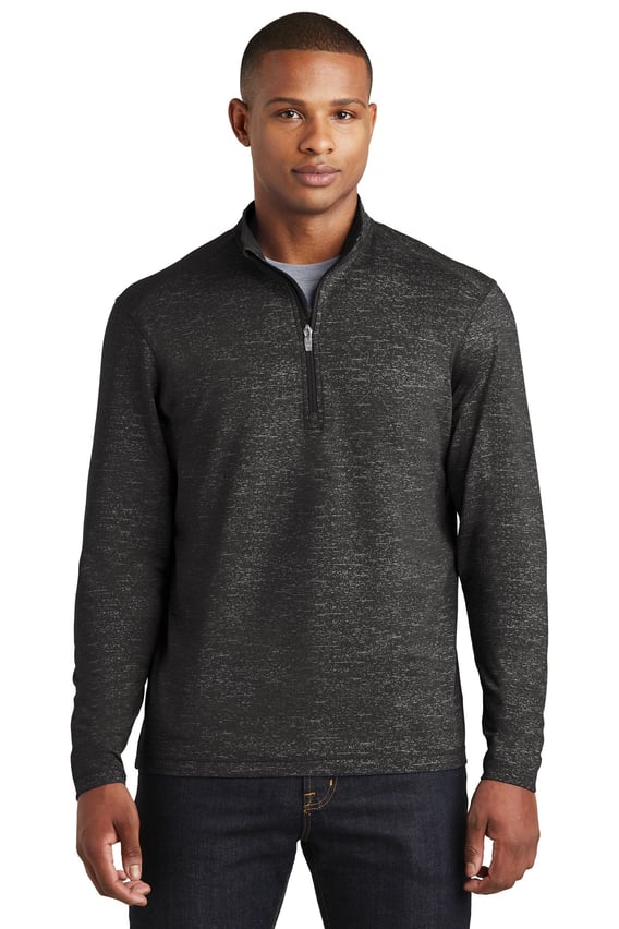 Front view of Sport-Wick ® Stretch Reflective Heather 1/2-Zip Pullover