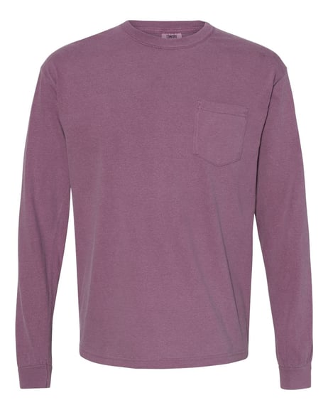 Frontview ofGarment-Dyed Heavyweight Long Sleeve Pocket T-Shirt