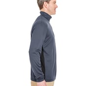 Side view of Adult Two-Tone Keyhole Mesh Quarter-Zip Pullover