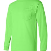 Side view of USA-Made 50/50 Long Sleeve Pocket T-Shirt