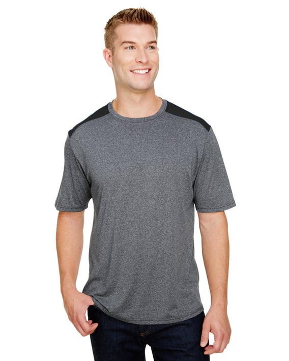 Front view of Men’s Tourney Heather Color Block T-Shirt