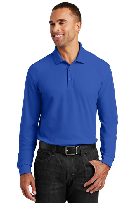 Front view of Long Sleeve Core Classic Pique Polo