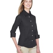 Side view of Women’s Perfect Fit™ Three-Quarter Sleeve Stretch Poplin Dress Shirt