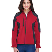 Front view of Ladies’ Compass Colorblock Three-Layer Fleece Bonded Soft Shell Jacket