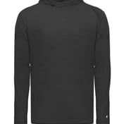 Front view of Youth Tri-Blend Surplice Hooded Long Sleeve T-Shirt