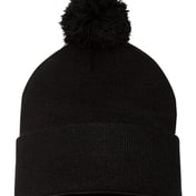 Front view of Pom-Pom 12″ Knit Beanie