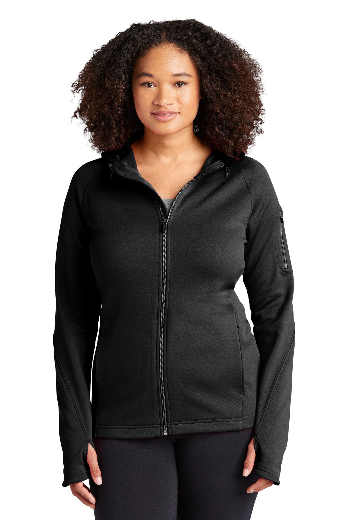 Front view of Ladies Tech Fleece Full-Zip Hooded Jacket