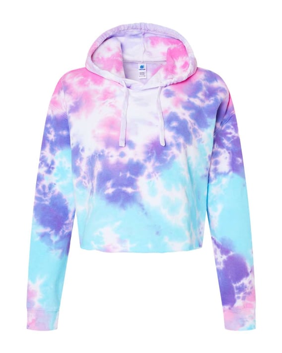 Front view of Women’s Tie-Dyed Crop Hooded Sweatshirt
